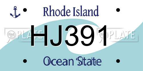 HJ391 Rhode Island License Plate