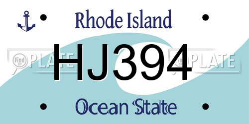 HJ394 Rhode Island License Plate