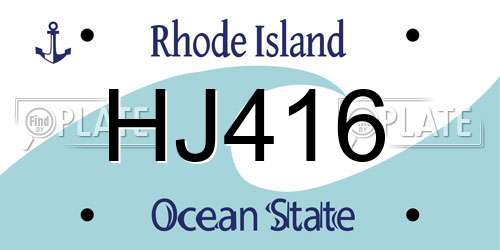 HJ416 Rhode Island License Plate