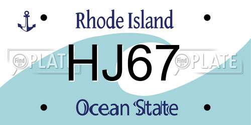 HJ67 Rhode Island License Plate