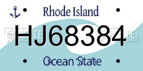 HJ68384 Rhode Island License Plate
