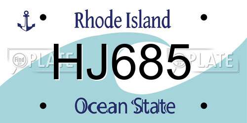 HJ685 Rhode Island License Plate