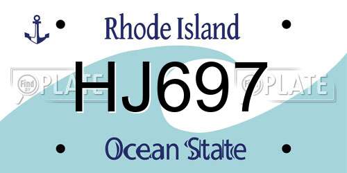 HJ697 Rhode Island License Plate