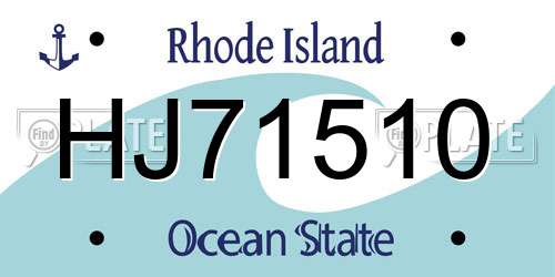 HJ71510 Rhode Island License Plate