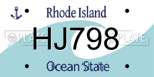 HJ798 Rhode Island License Plate