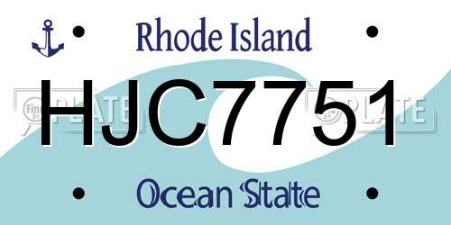 HJC7751 Rhode Island License Plate