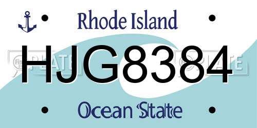 HJG8384 Rhode Island License Plate