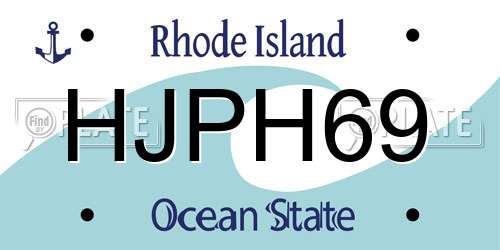 HJPH69 Rhode Island License Plate
