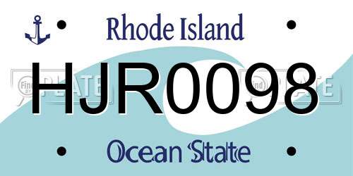 HJR0098 Rhode Island License Plate