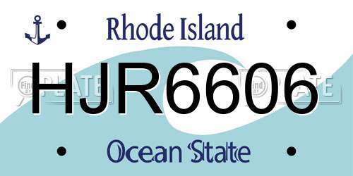 HJR6606 Rhode Island License Plate