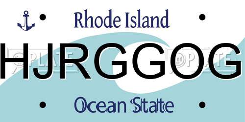 HJRGGOG Rhode Island License Plate