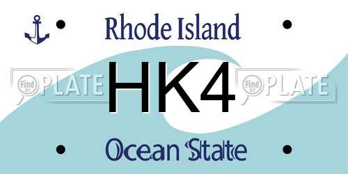 HK4 Rhode Island License Plate
