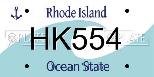 HK554 Rhode Island License Plate