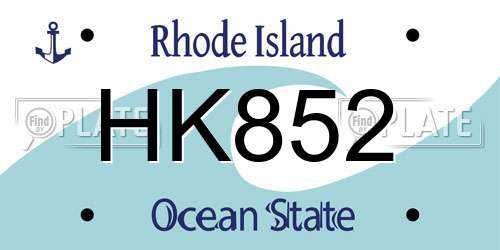 HK852 Rhode Island License Plate