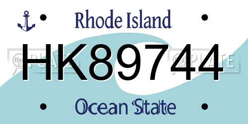 HK89744 Rhode Island License Plate