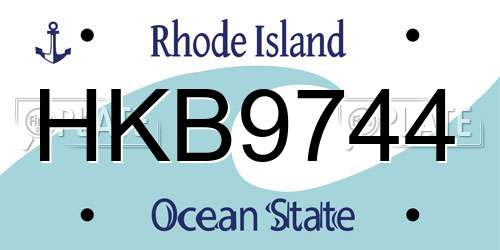 HKB9744 Rhode Island License Plate