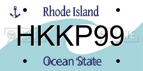 HKKP99 Rhode Island License Plate