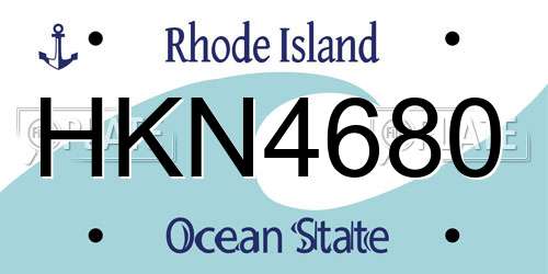HKN4680 Rhode Island License Plate