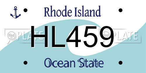 HL459 Rhode Island License Plate