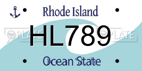 HL789 Rhode Island License Plate