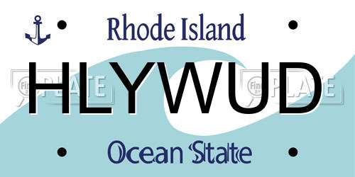 HLYWUD Rhode Island License Plate
