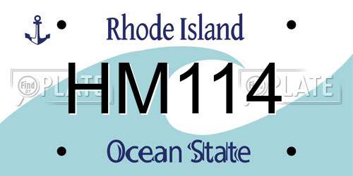 HM114 Rhode Island License Plate