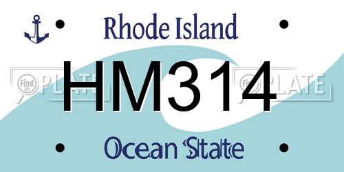 HM314 Rhode Island License Plate