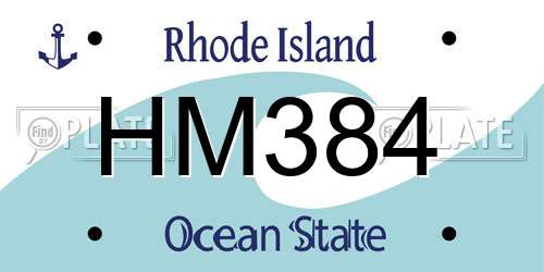 HM384 Rhode Island License Plate