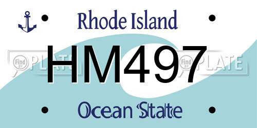 HM497 Rhode Island License Plate