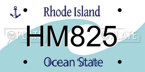 HM825 Rhode Island License Plate