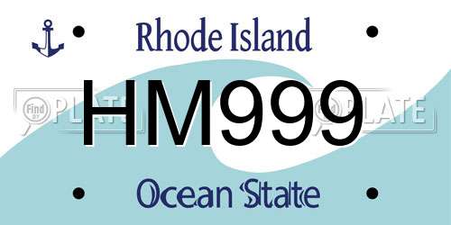HM999 Rhode Island License Plate