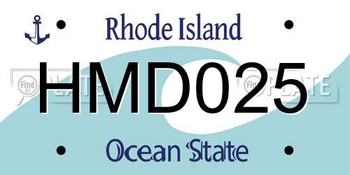 HMD025 Rhode Island License Plate