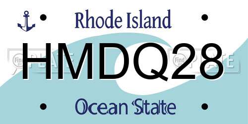 HMDQ28 Rhode Island License Plate