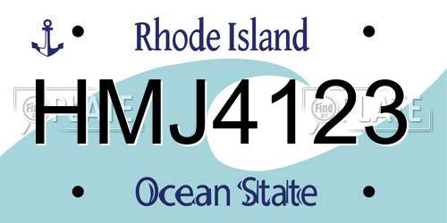 HMJ4123 Rhode Island License Plate