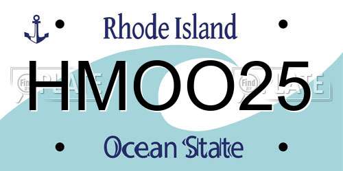 HMOO25 Rhode Island License Plate