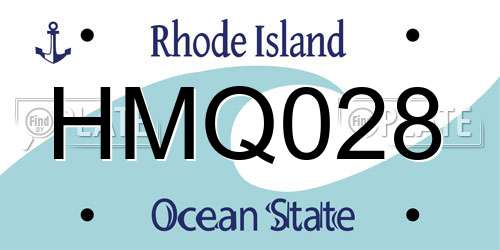 HMQ028 Rhode Island License Plate