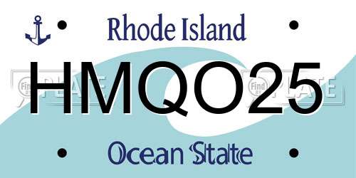 HMQO25 Rhode Island License Plate
