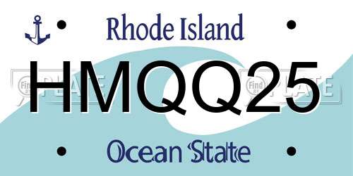 HMQQ25 Rhode Island License Plate