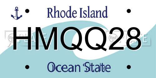 HMQQ28 Rhode Island License Plate