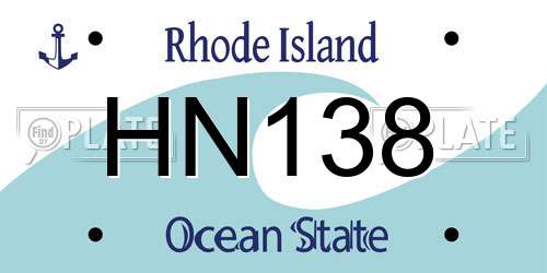 HN138 Rhode Island License Plate