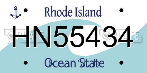 HN55434 Rhode Island License Plate
