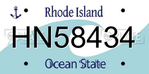 HN58434 Rhode Island License Plate
