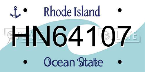 HN64107 Rhode Island License Plate