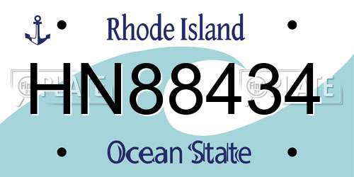 HN88434 Rhode Island License Plate