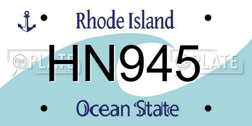 HN945 Rhode Island License Plate
