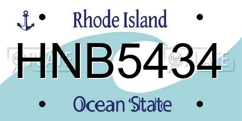 HNB5434 Rhode Island License Plate