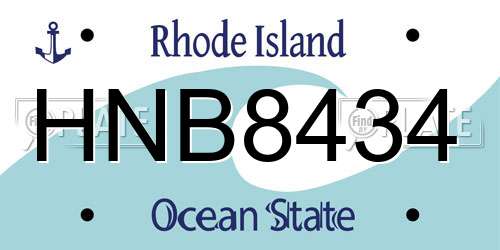 HNB8434 Rhode Island License Plate