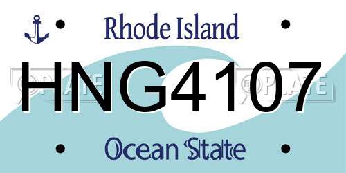 HNG4107 Rhode Island License Plate