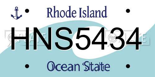 HNS5434 Rhode Island License Plate