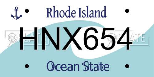HNX654 Rhode Island License Plate